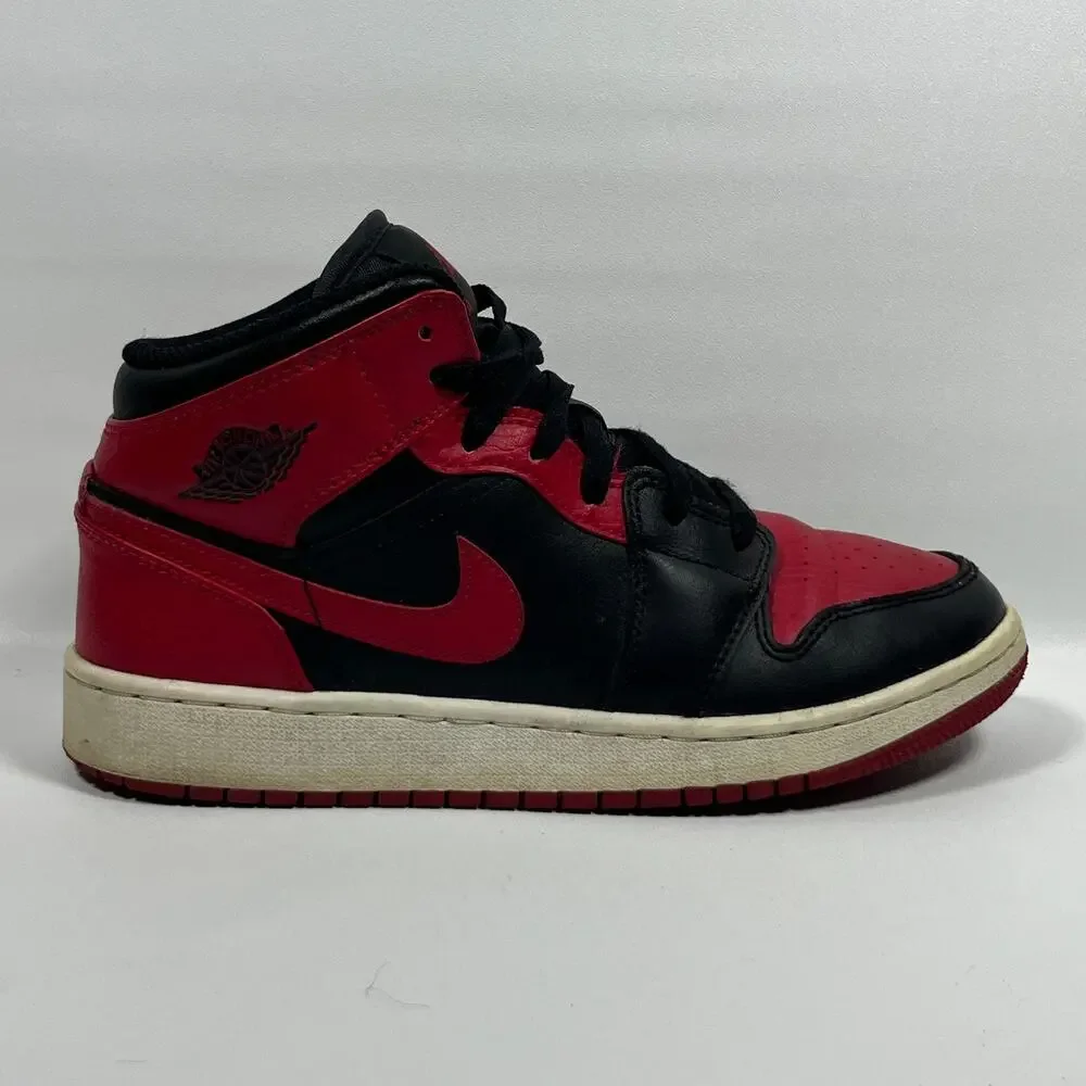 NIKE Air Jordan 1 Youth 5 Mid Banned GS Grade School 554725-074 Black Red